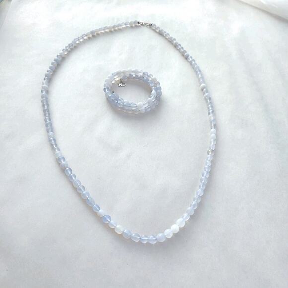 Jay King Blue chalcedony Stone Set Bracelet & Necklace 34" New Blue - Picture 3 of 12